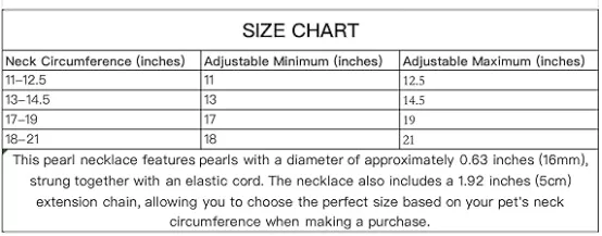 dog collar with pearls chart