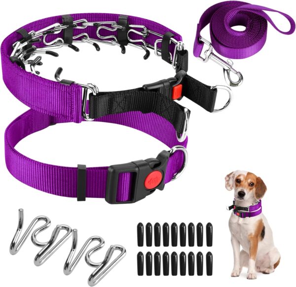 Dog Prong Training Collar, Dog Choke Pinch Collar with Nylon Cover Comfort