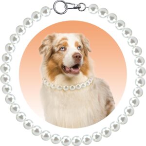 KUDES Chunky Pearl Dog Necklace (Beads 20mm),Strong Stainless Steel Wire